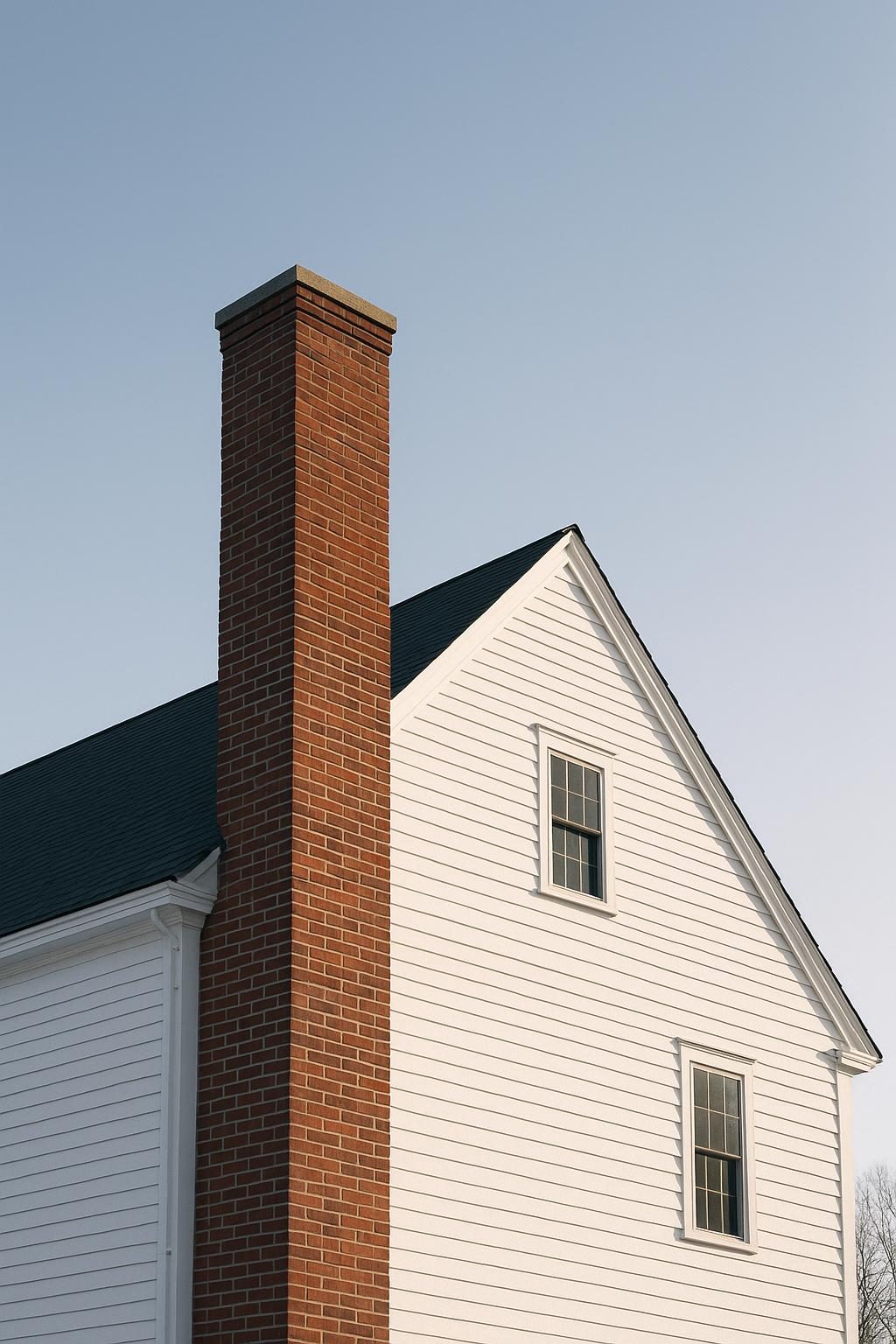 Brick chimney on a colonial house (illustration)